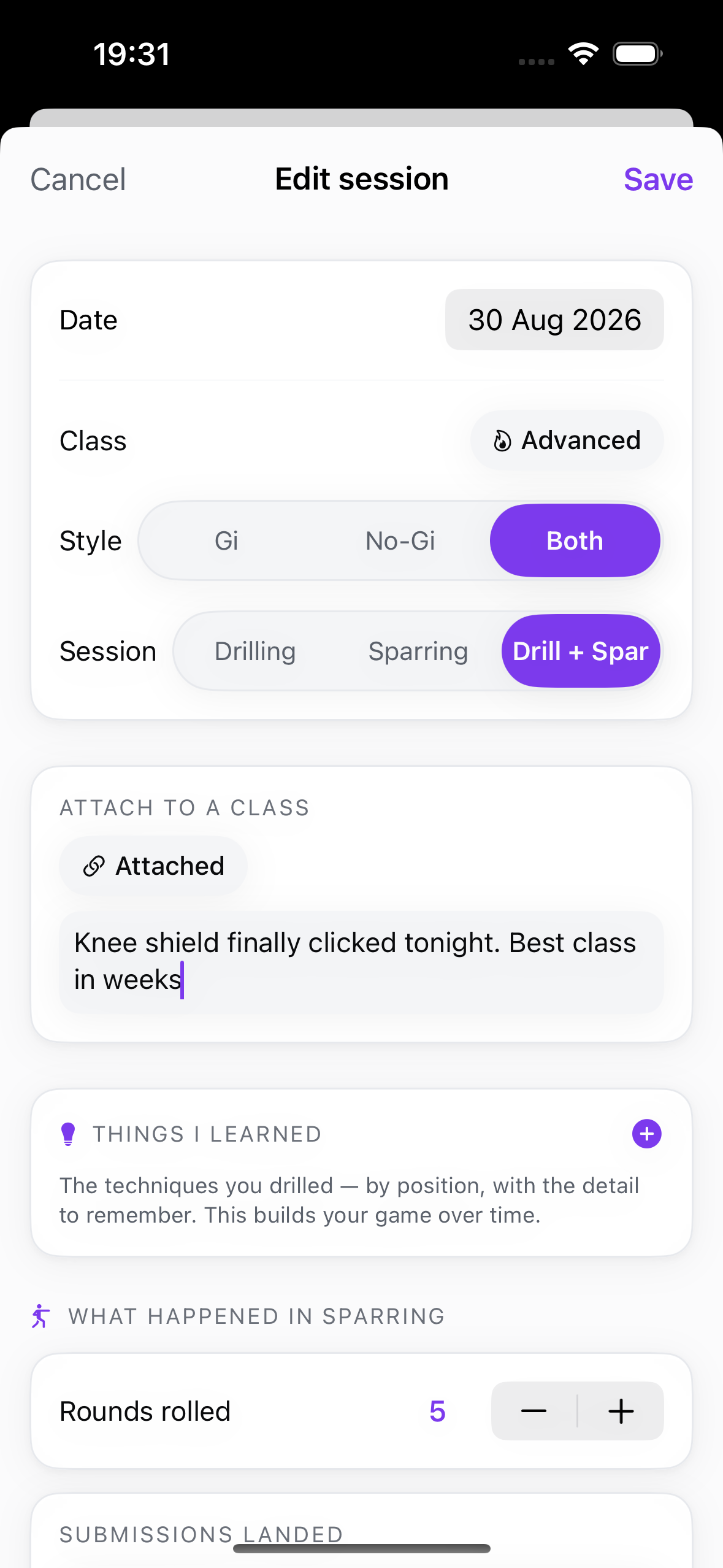 Logging against tonight's class with a word for the coach.
